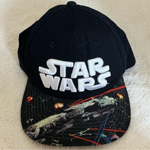 Lucasfilm's "Star Wars" Adjustable Black Cap with Star Graphics on Brim - Picture 16 of 16
